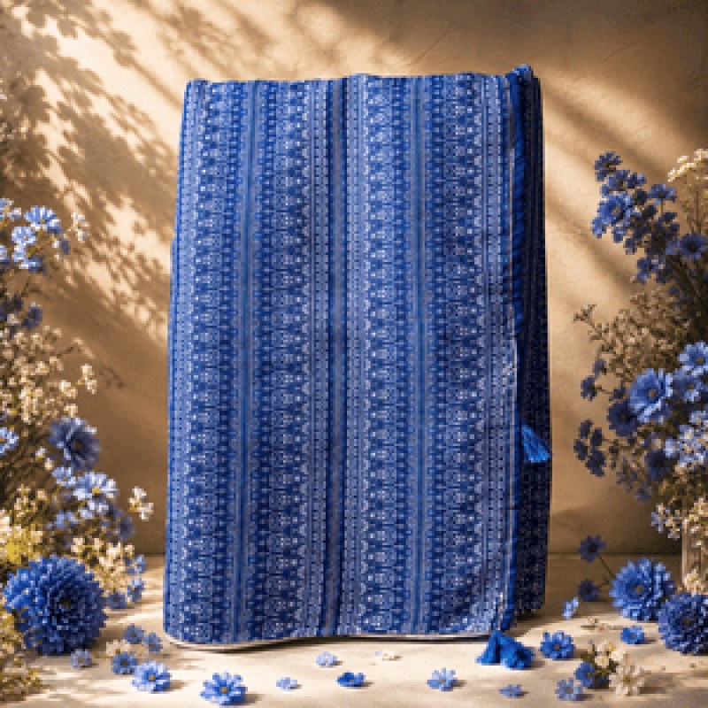 Deep Blue & Elegant Premium Half Silk Cotton Saree