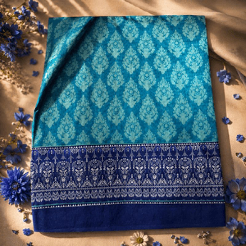 Deep Blue & Elegant Premium Half Silk Cotton Saree