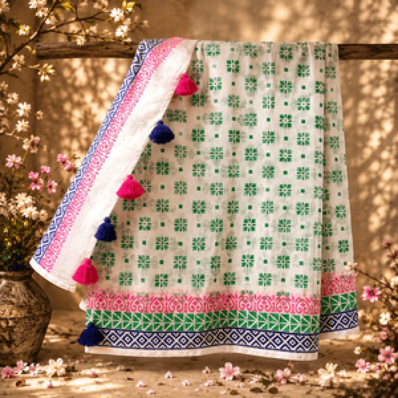Premium Soft Cotton Block Print Saree