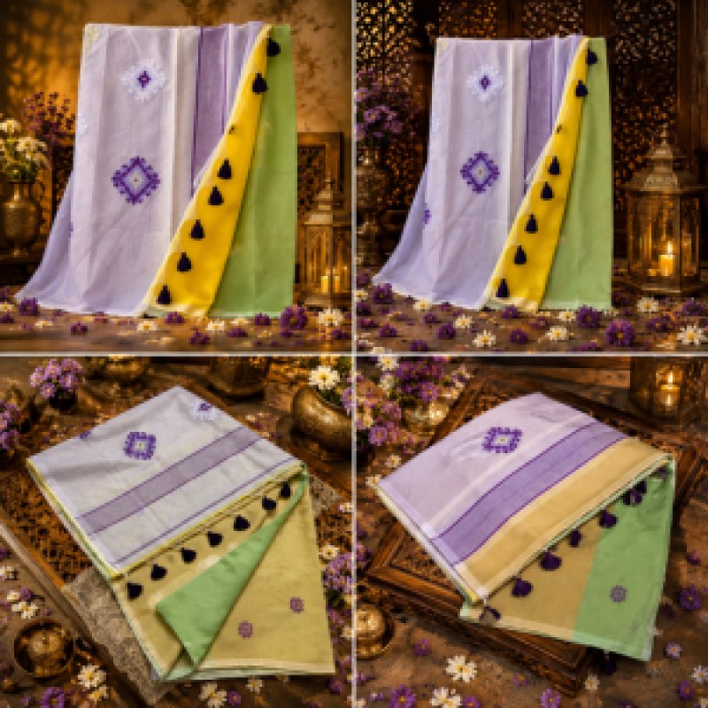 Aarong Style Tangail Hand-Work Half Silk Saree